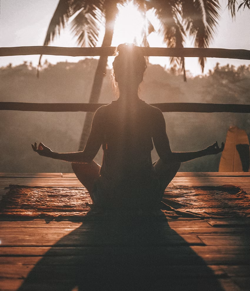 Peaceful yoga and meditation setting